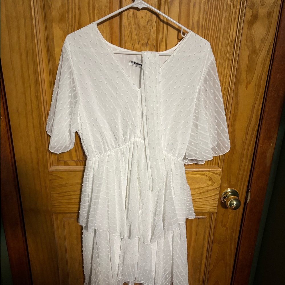 Wish White Textured Midi Dress